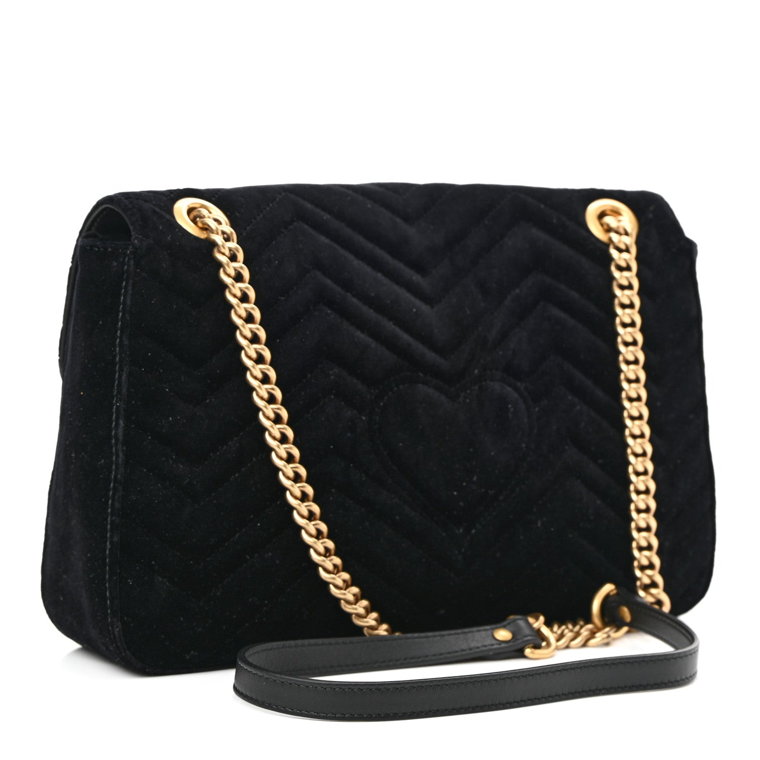 Gucci Velvet Matelasse Loved Embroidered Medium GG Marmont Shoulder Bag Black 3 of 10