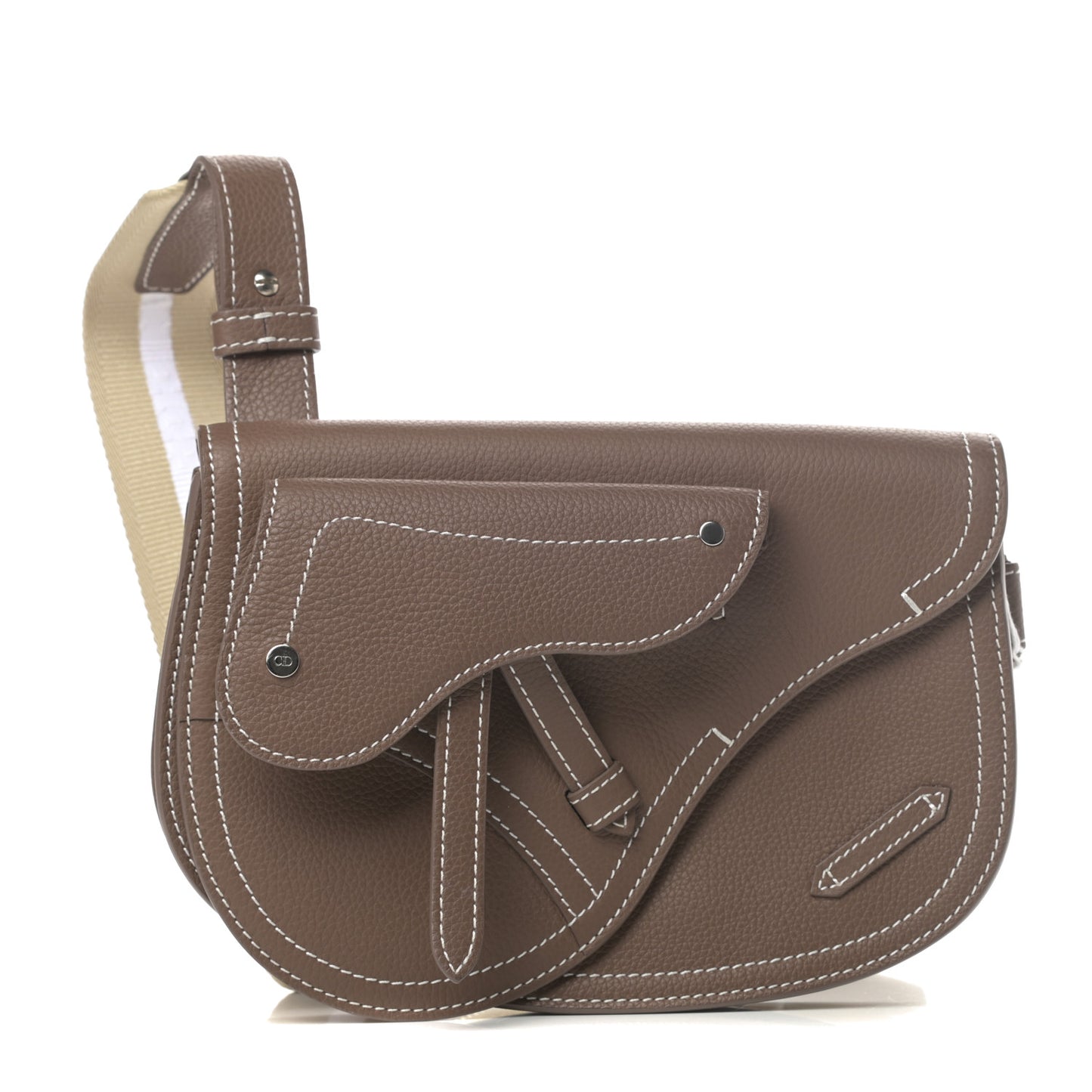 X KAWS Grained Calfskin Saddle Pouch Marron Multicolor