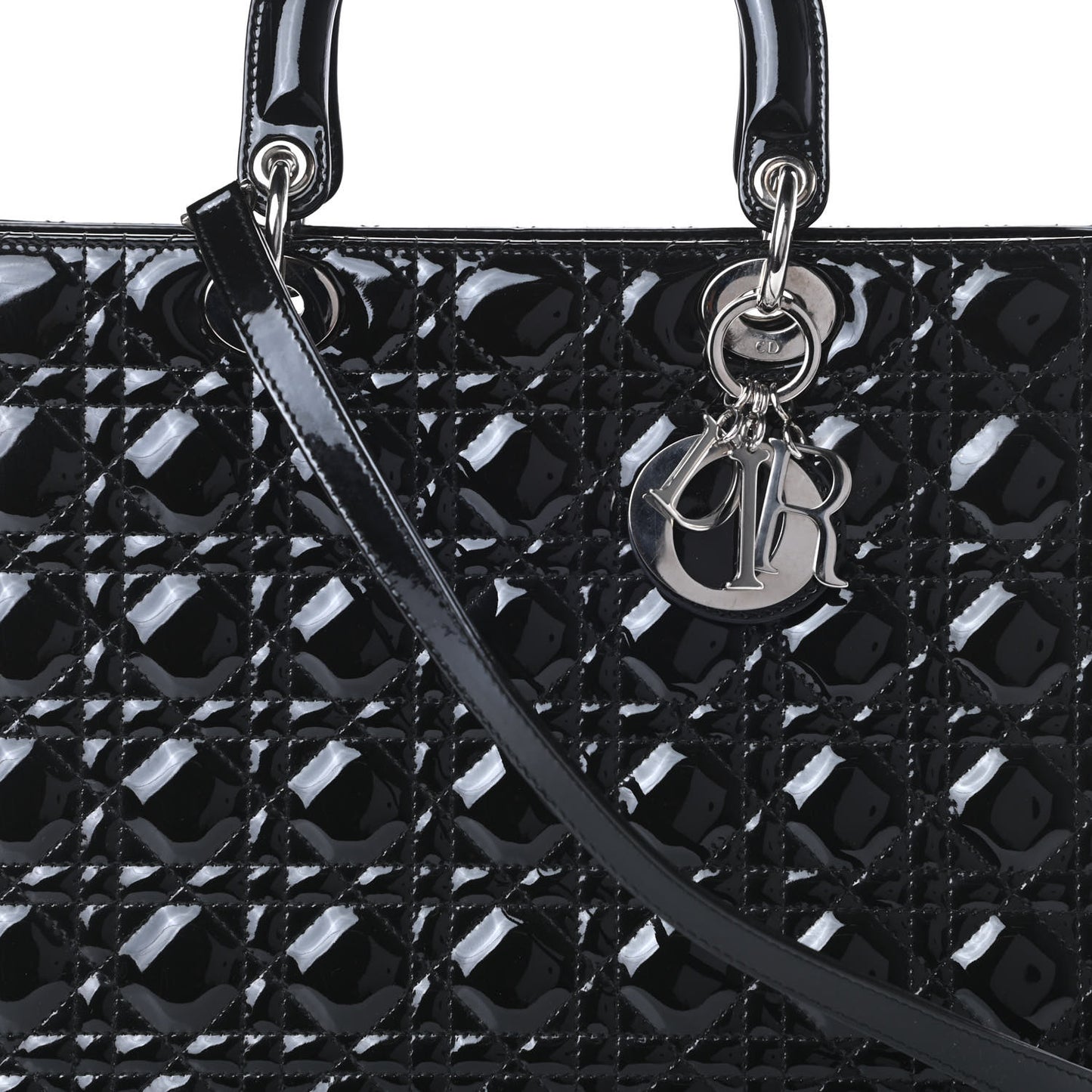 Patent Cannage Large Lady Dior Black