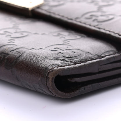 Gucci Guccissima Margaux Calfskin Metal Bar Continental Flap Wallet Chocolate 11 of 11