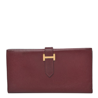 Hermes Courchevel Bearn Gusset Wallet Rouge H 1 of 8