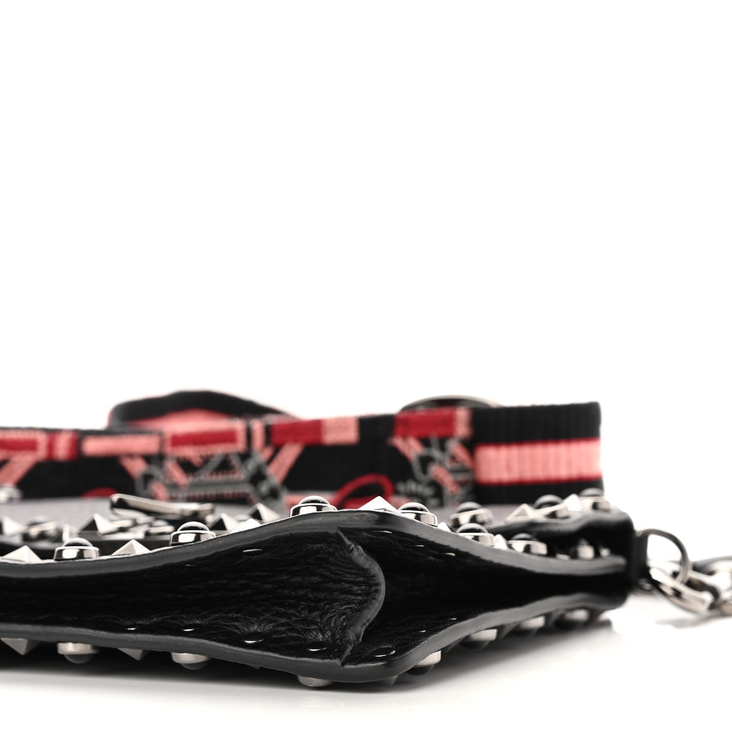 Valentino Garavani Calfskin Small Guitar Strap Rockstud Rolling Shoulder Flap Bag Black 9 of 10