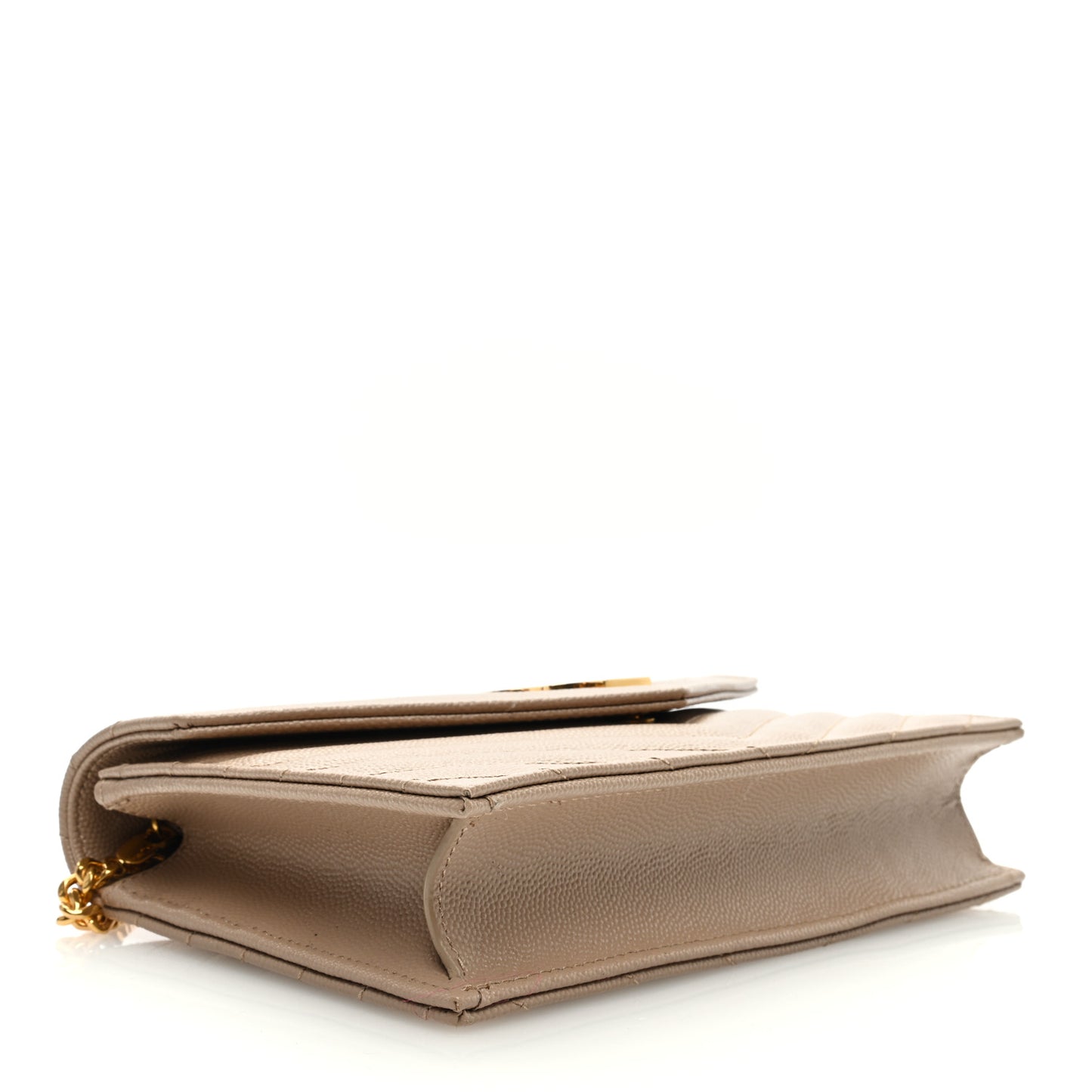 Grain De Poudre Matelasse Chevron Monogram Envelope Chain Wallet Dark Beige