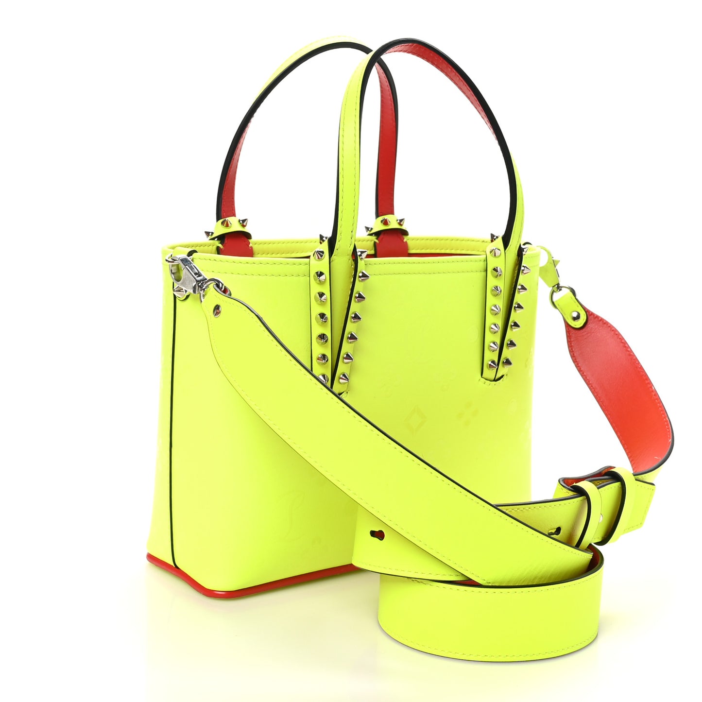 Patent Calfskin Loubinthesky Small Cabata Tote Fluo Yellow