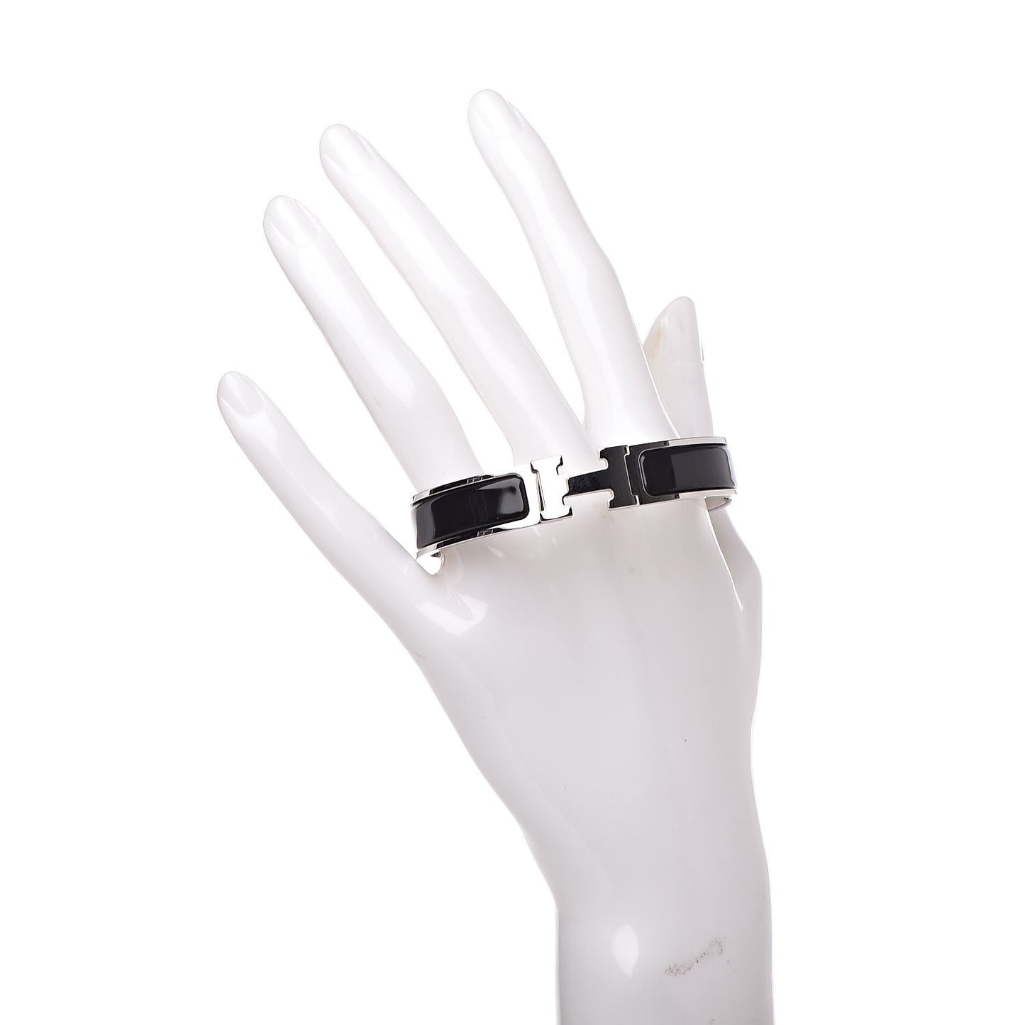 Enamel Narrow Clic Clac H Bracelet GM Black