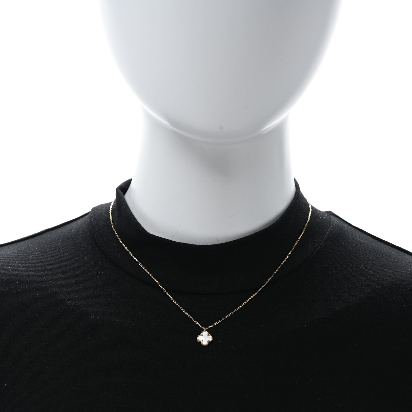 VAN CLEEF & ARPELS 18K Yellow Gold Mother of Pearl Sweet Alhambra Pendant Necklace
