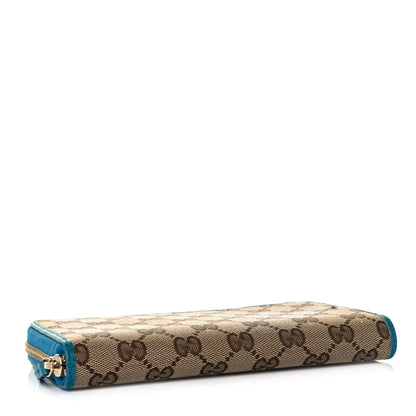 Gucci Monogram Dollar Calfskin Zip Around Wallet Beige Ebony Deep Cobalt 4 of 9