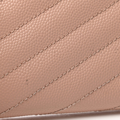 Saint Laurent Grain De Poudre Matelasse Chevron Monogram Flap Wallet Pale Pink 9 of 10