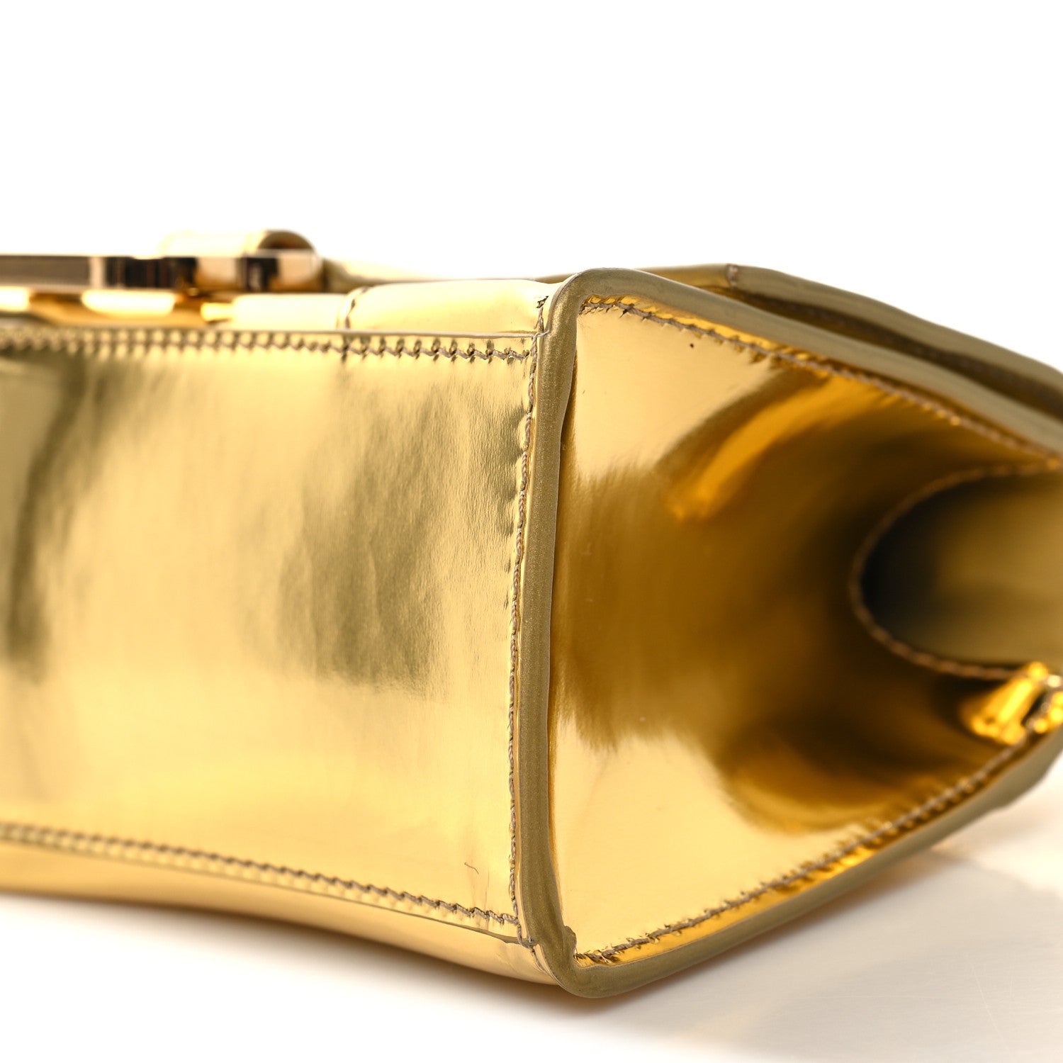 Balenciaga Mirror Calfskin Hourglass Top Handle Bag XS Gold 10 of 10