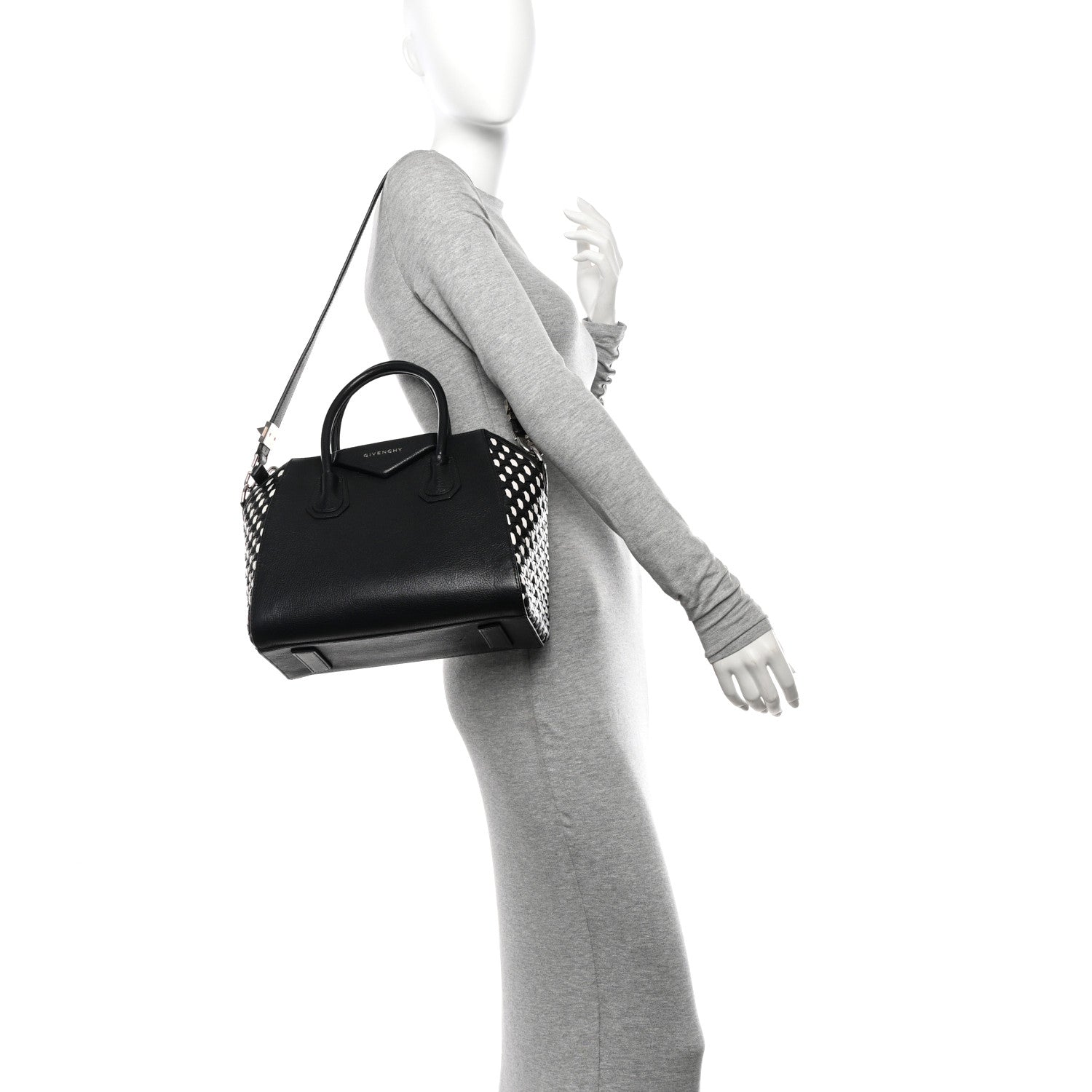 Givenchy Sugar Goatskin Woven Small Antigona Black White 2 of 15
