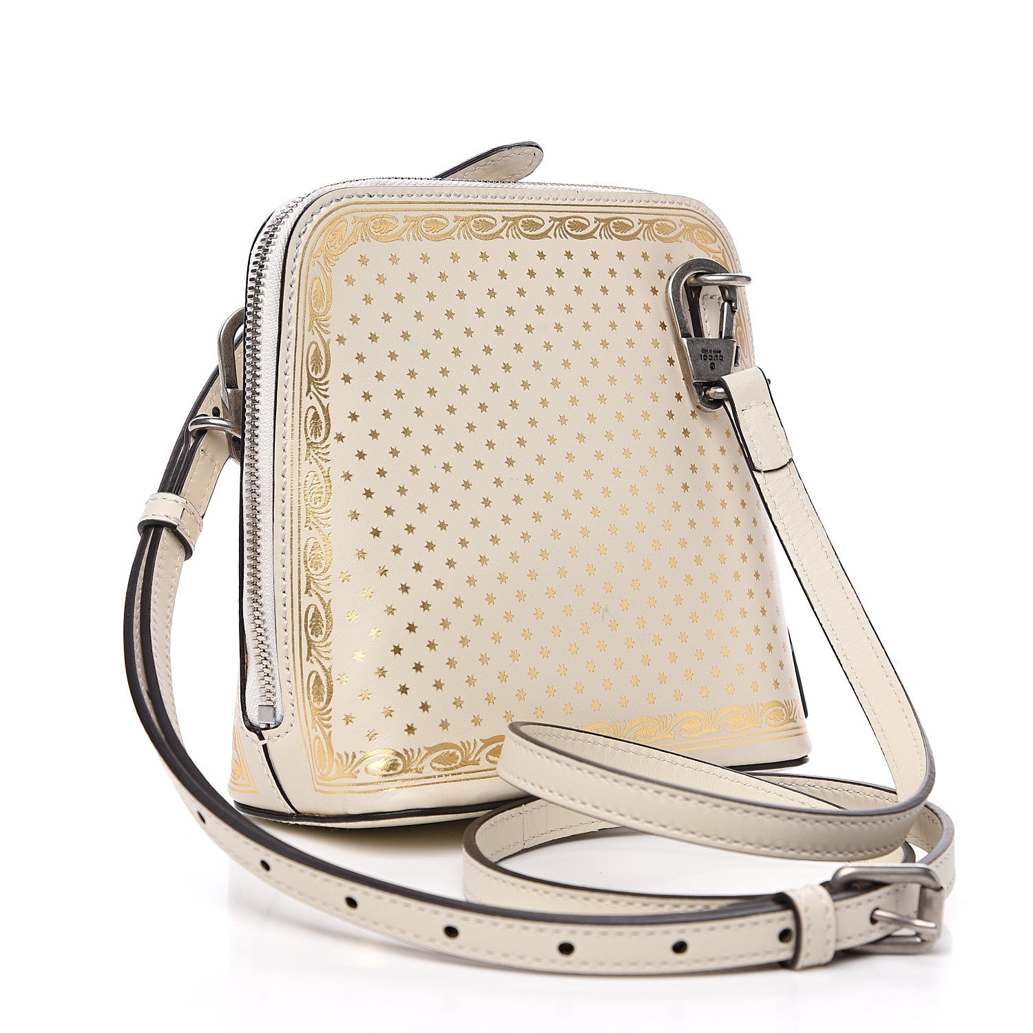 Gucci X SEGA Calfskin GUCCY Stars Mini Dome Shoulder Bag Mystic White Gold 2 of 8
