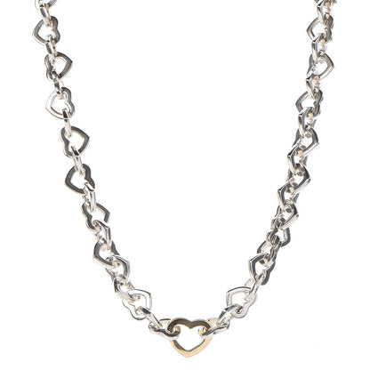 Tiffany Sterling Silver 18K Yellow Gold Heart Link Necklace 1 of 6