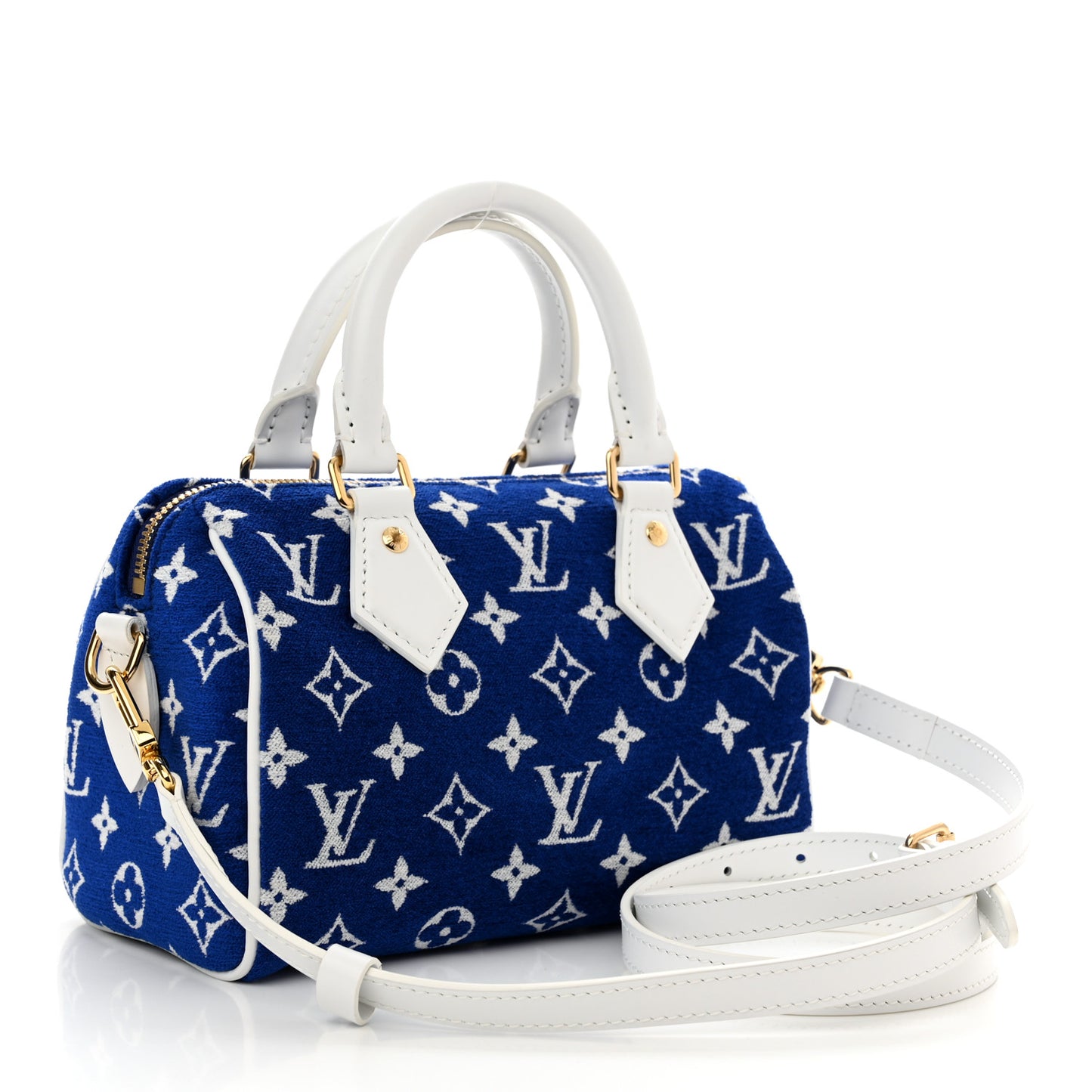 Jacquard Velvet Monogram LV Match Speedy Bandouliere 20 Blue