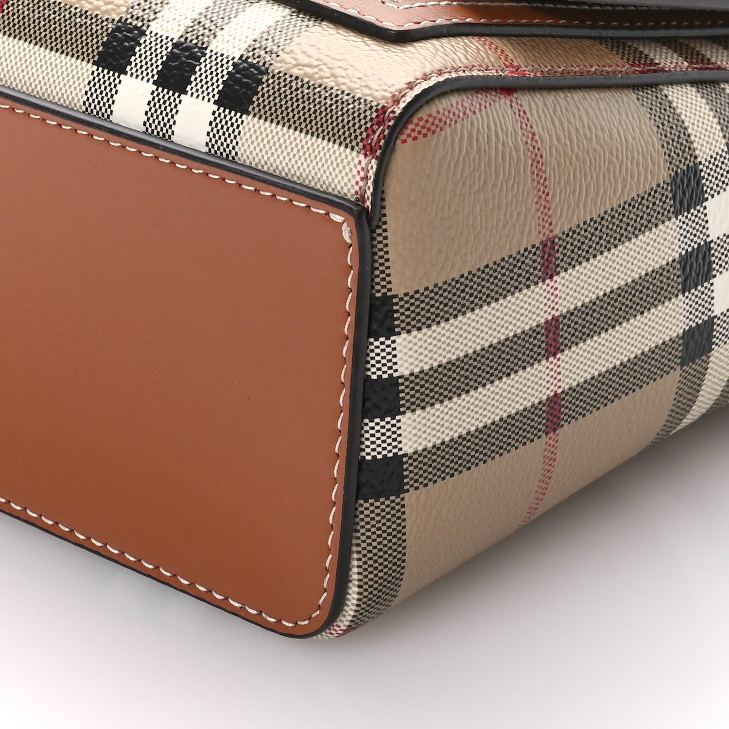 Burberry Coated Canvas Calfskin Vintage Check Medium Note Crossbody Bag Briar Brown 10 of 10
