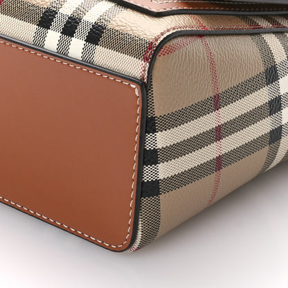 Burberry Coated Canvas Calfskin Vintage Check Medium Note Crossbody Bag Briar Brown 10 of 10