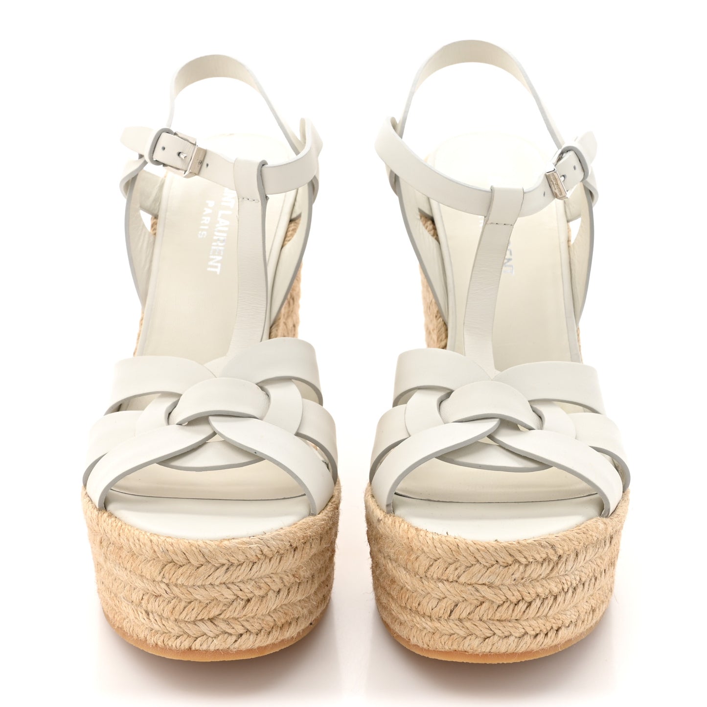 Calfskin Tribute 95 Platform Espadrille Wedge Sandals 40 Porcellana
