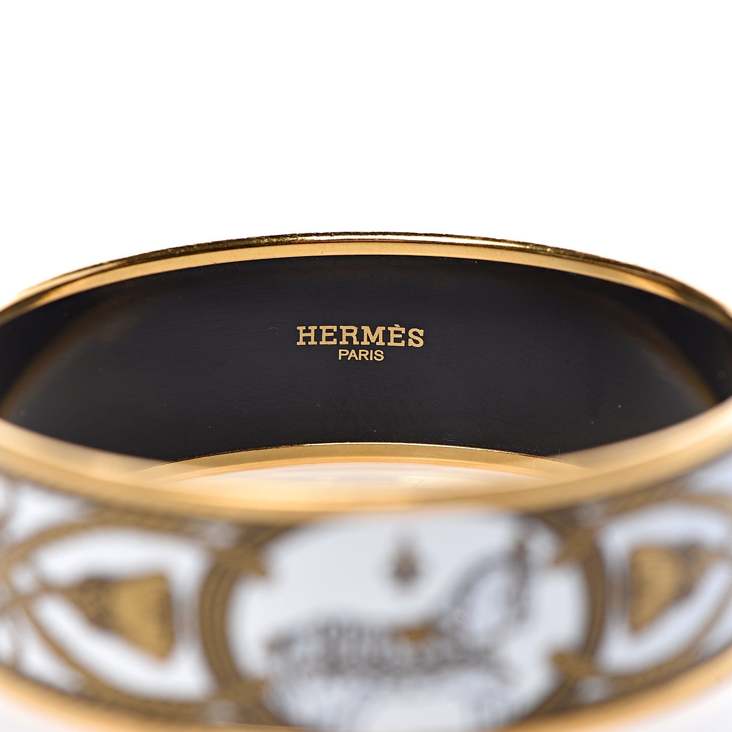 Hermes Enamel Printed Wide Grand Apparat Bracelet 70 White 4 of 6