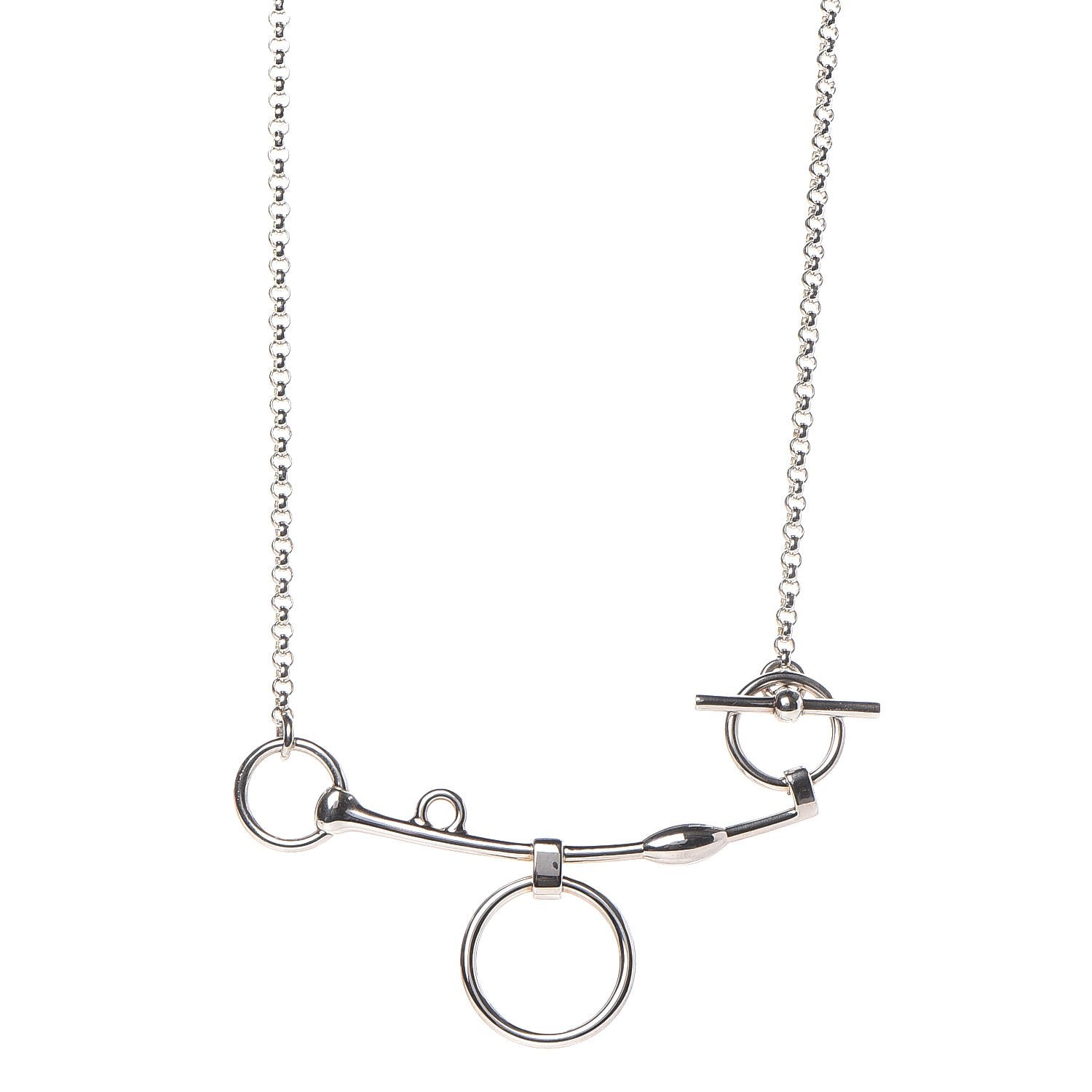 Hermes Sterling Silver Mors de Bride Long Necklace 1 of 9