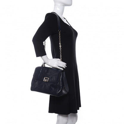 Givenchy Creased Patent Calfskin Medium ID Flap Navy Blue 2 of 9