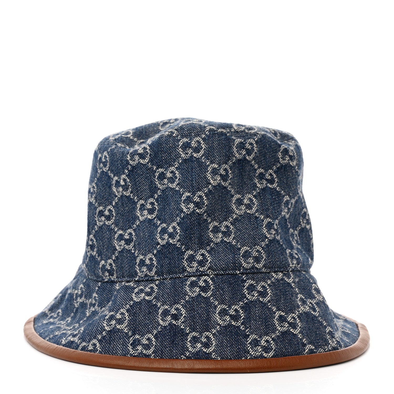Gucci Washed Jacquard Denim Nappa GG Monogram Oscar Bucket Hat M Denim Cuir 3 of 9