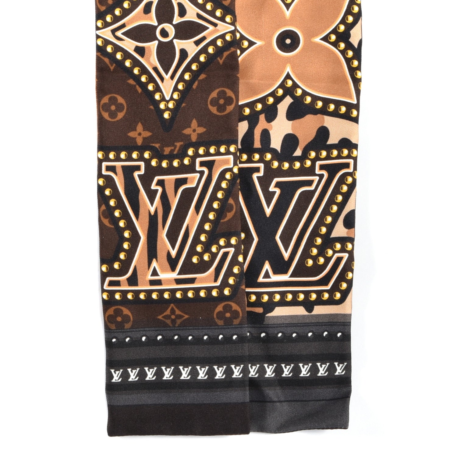 Louis Vuitton Silk Monogram LV World Bandeau Brown 2 of 3