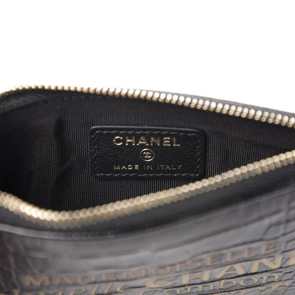 Chanel Calfskin Crocodile Embossed Cocodile Cosmetic Case Black Gold 5 of 6