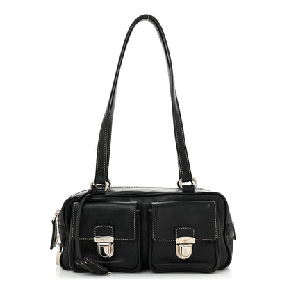Prada Vitello Heavy Push Lock Pocket Shoulder Bag Black 1 of 9
