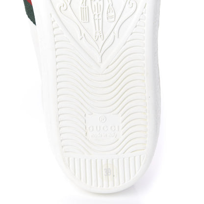 Gucci Calfskin Ayers Bee Embroidered Womens Ace Sneakers 39 White Green 8 of 9