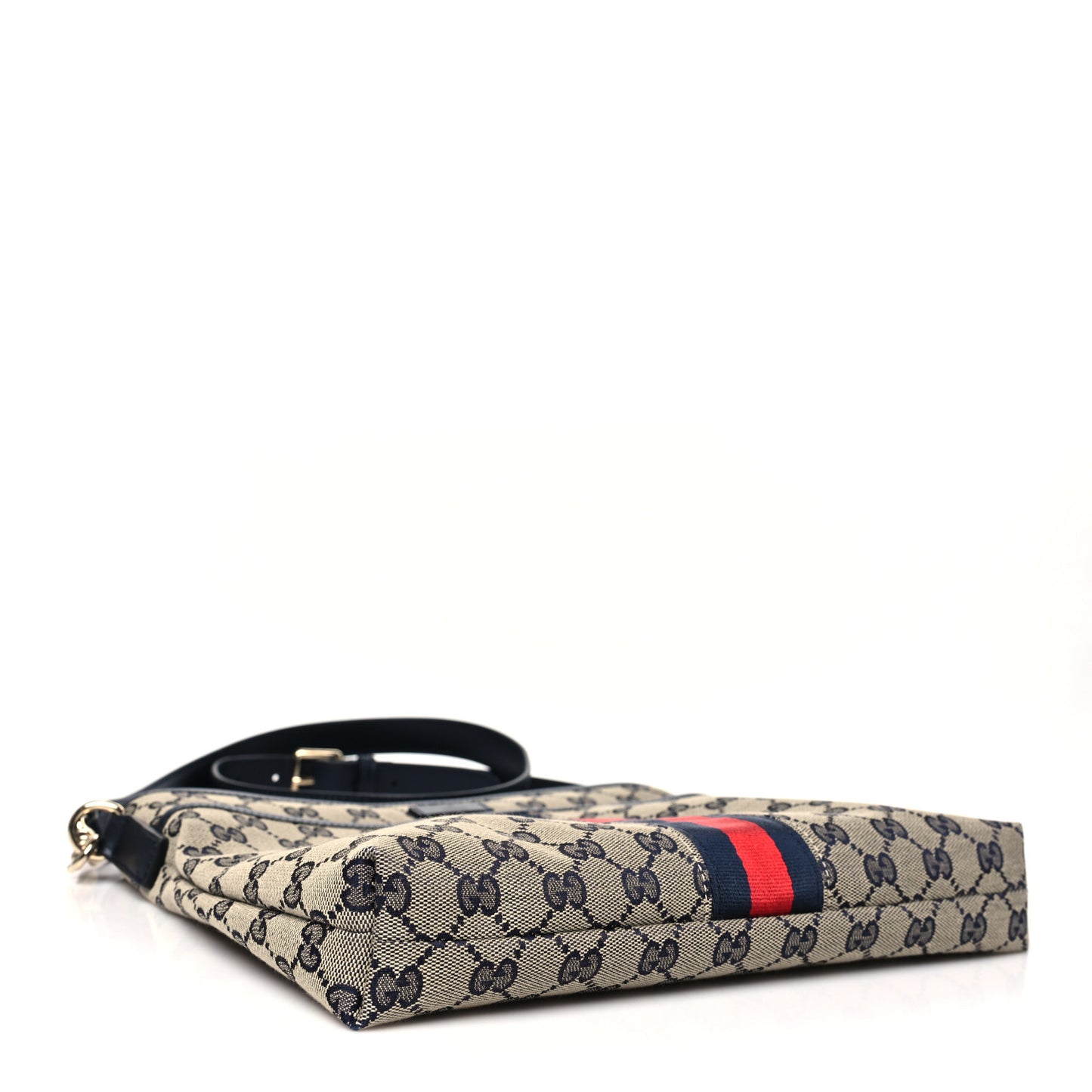GG Supreme Monogram Web Flat Messenger Bag Navy