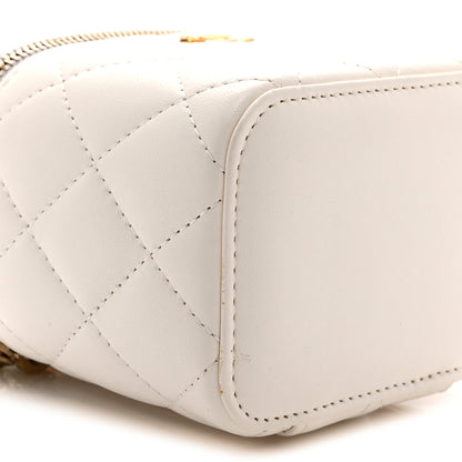 Chanel Lambskin Quilted Pearl Crush Mini Vanity Case With Chain White 9 of 10