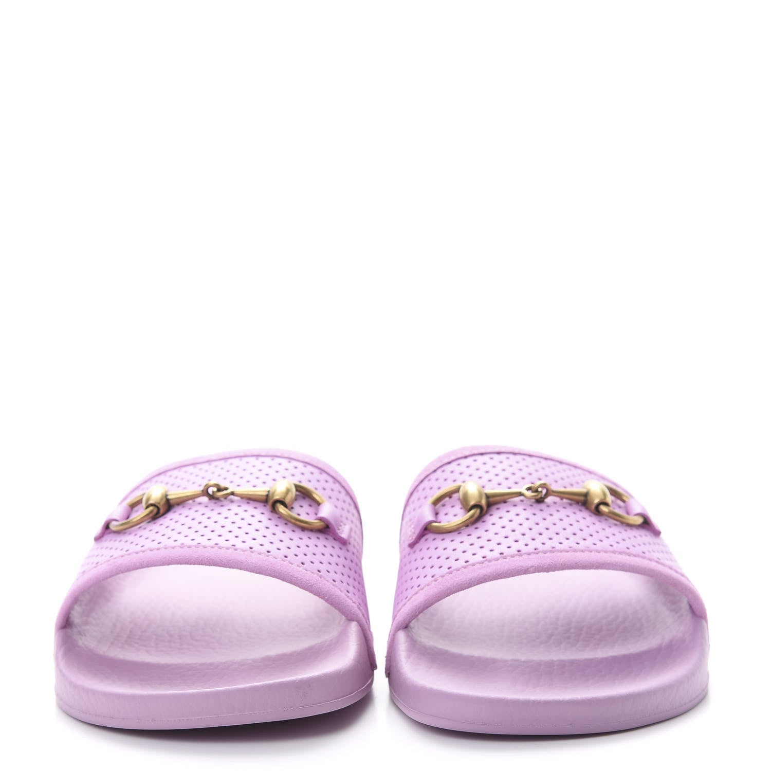 Gucci Suede Perforated Horsebit Slide Sandals 38 Malva 2 of 10