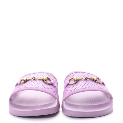 Gucci Suede Perforated Horsebit Slide Sandals 38 Malva 2 of 10