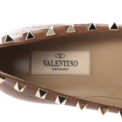 Valentino Garavani Pebbled Calfskin Rockstud Ballerina Flats 36 Bright Cognac 7 of 8