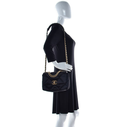 Chanel Satin Quilted Medium Chanel 19 Flap Black 2 of 11