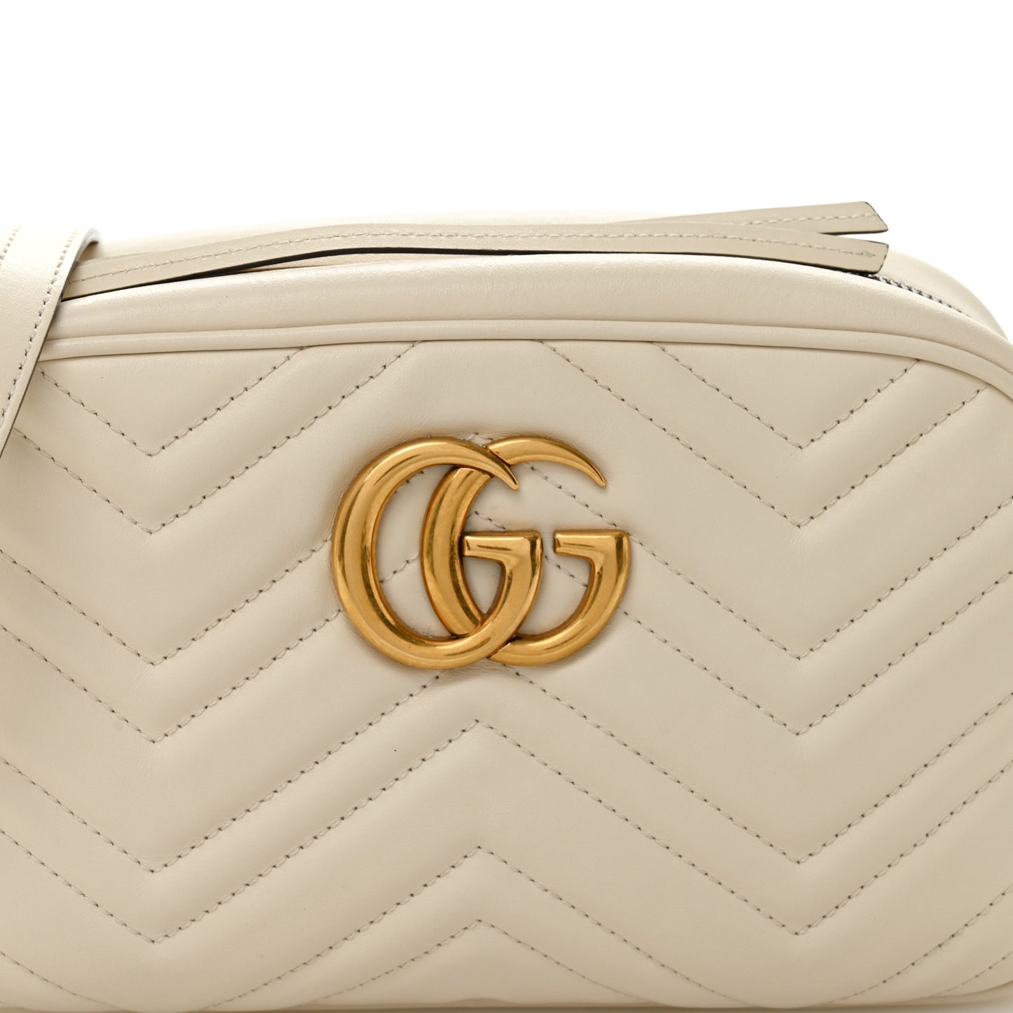 Calfskin Matelasse Small GG Marmont Chain Shoulder Bag White