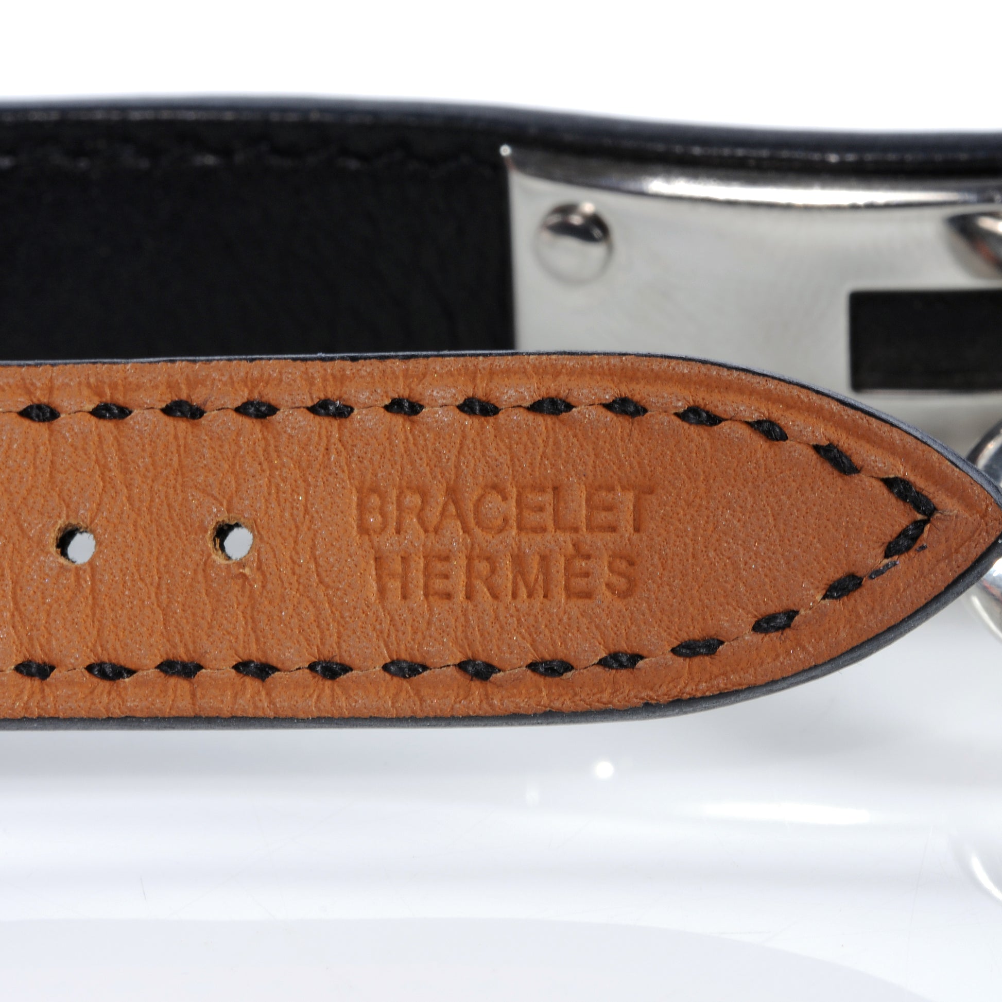Hermes Stainless Steel Barenia 20mm Kelly Cadena Double Tour Quartz Watch Noir 7 of 8