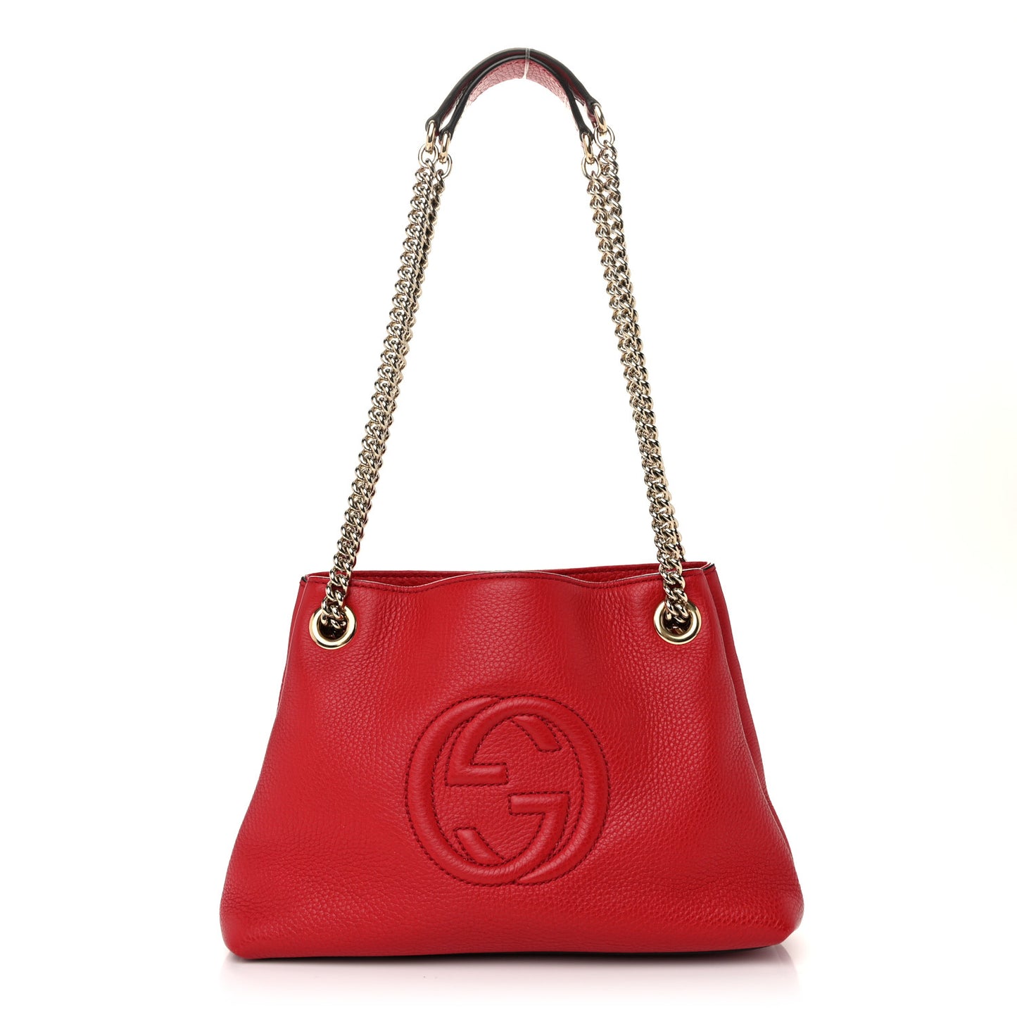Pebbled Calfskin Small Soho Chain Shoulder Bag Tabasco Red