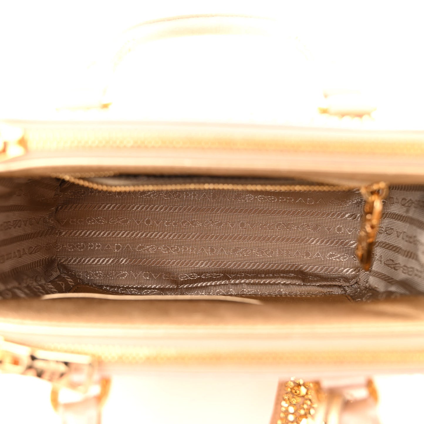 Satin Crystal Mini Galleria Double Zip Tote Platino