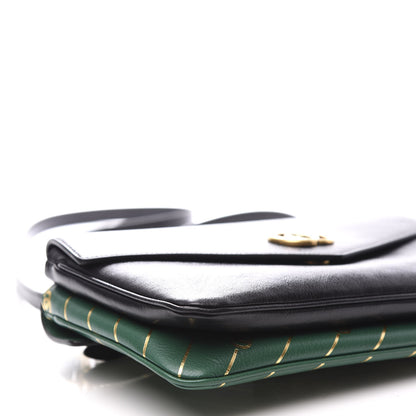 Gucci Calfskin Diagonal GG Medium Thiara Double Envelope Shoulder Bag Emerald Green Black 9 of 13