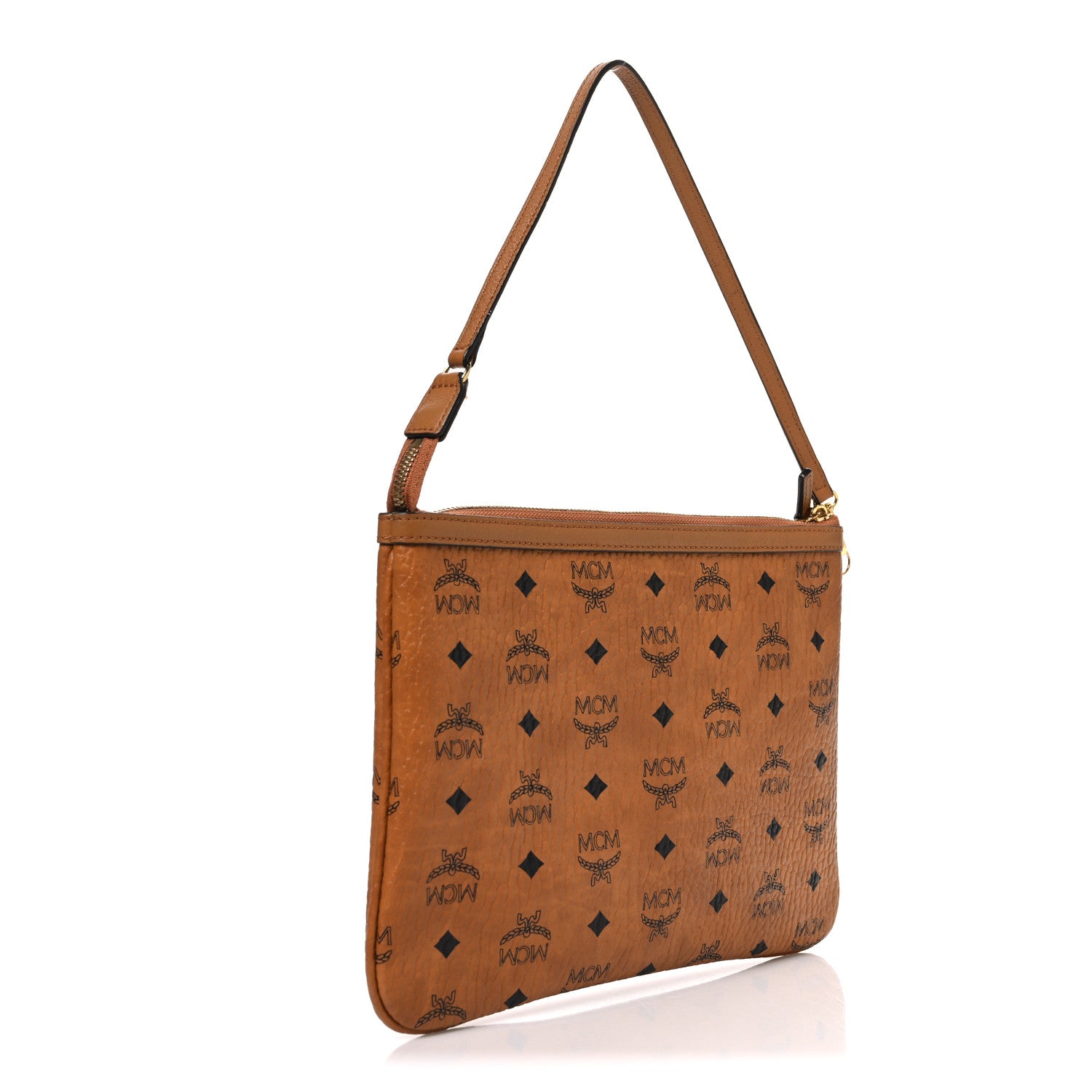 MCM Visetos Liz Shopper Tote Pouch Cognac 3 of 10