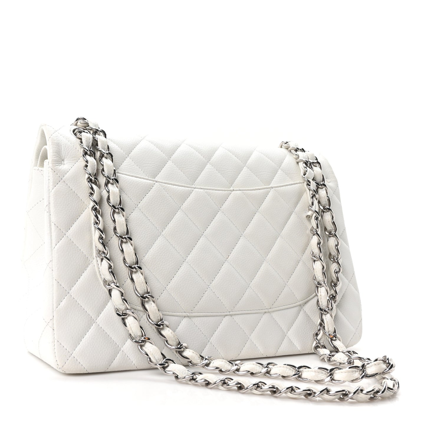 Caviar Quilted Jumbo Double Flap White