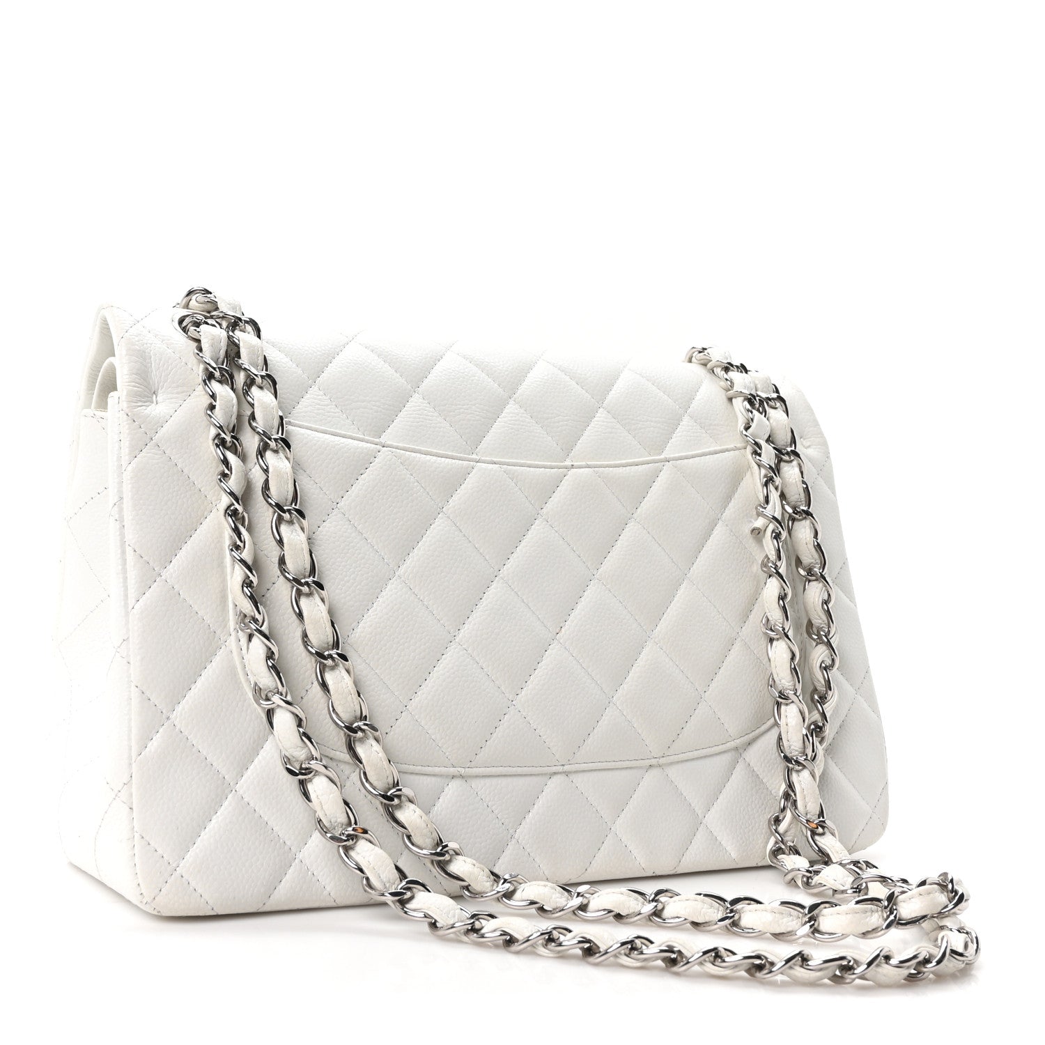 Chanel Caviar Quilted Jumbo Double Flap White 3 of 10
