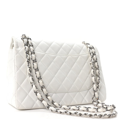 Chanel Caviar Quilted Jumbo Double Flap White 3 of 10