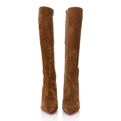 Christian Louboutin Suede Calfskin Condora Botta 85 Knee Boots 38 Brown 2 of 8