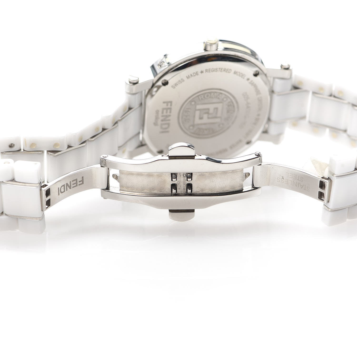Fendi Stainless Steel Ceramic Diamond Bezel 38mm Round Quartz Watch White 5 of 12