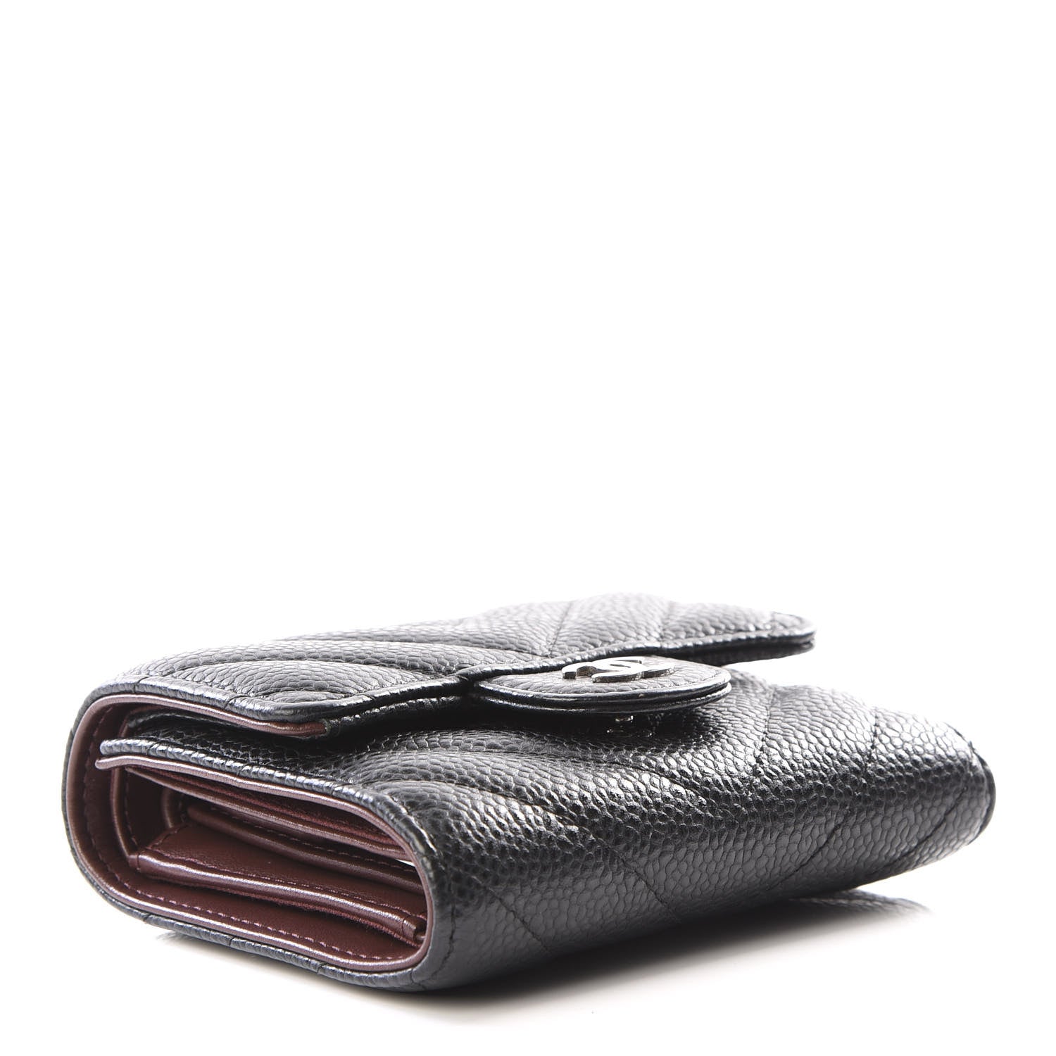 Chanel Caviar Chevron Quilted Compact Flap Wallet Black 3 of 10