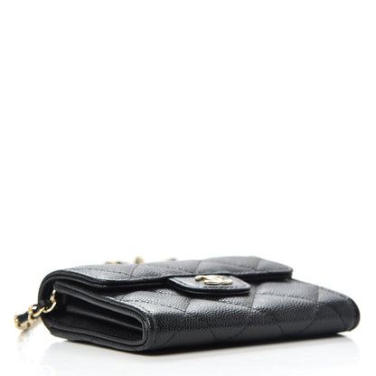 Chanel Caviar Quilted Flap Card Holder On Chain Black 4 of 9