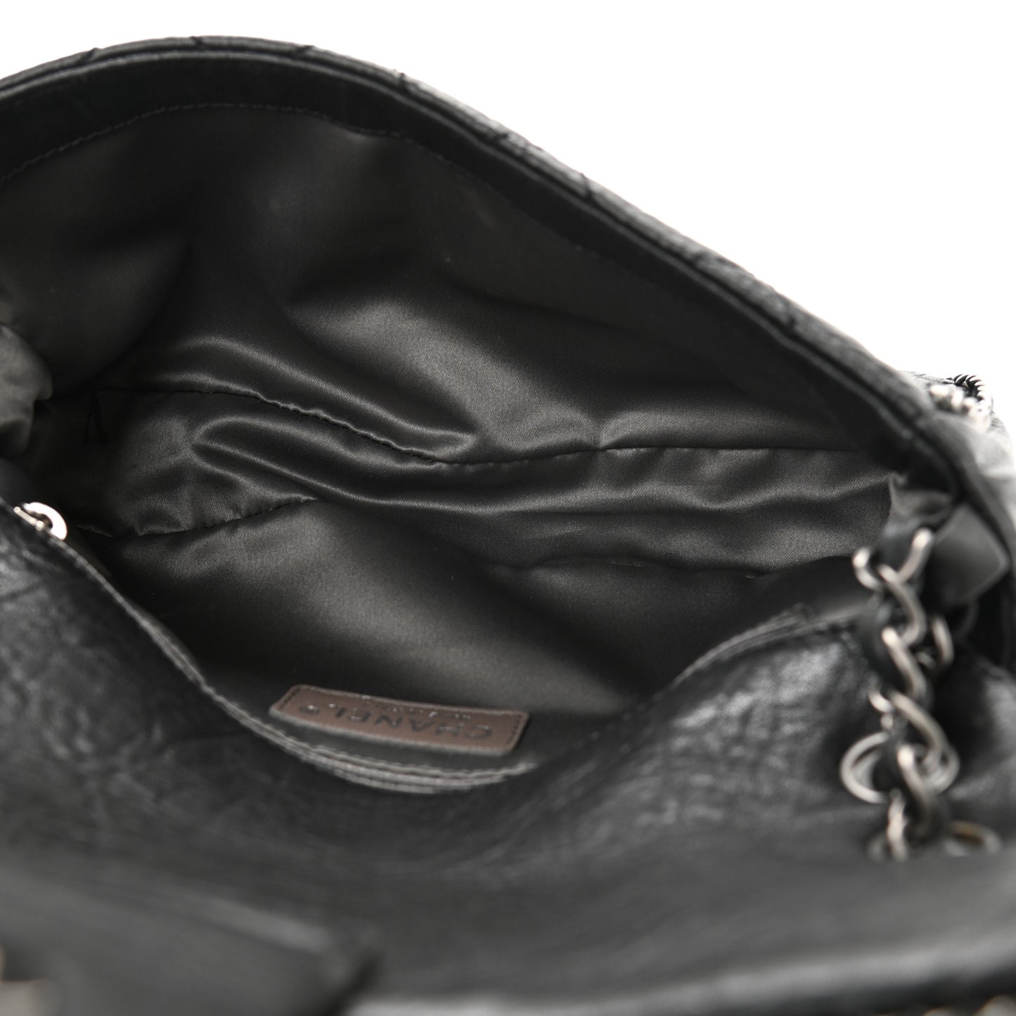 Distressed Lambskin Medium Leo Lion Flap Black