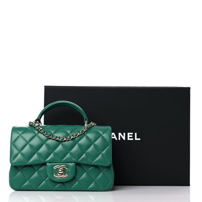 Chanel Lambskin Quilted Mini Top Handle Rectangular Flap Green 10 of 10