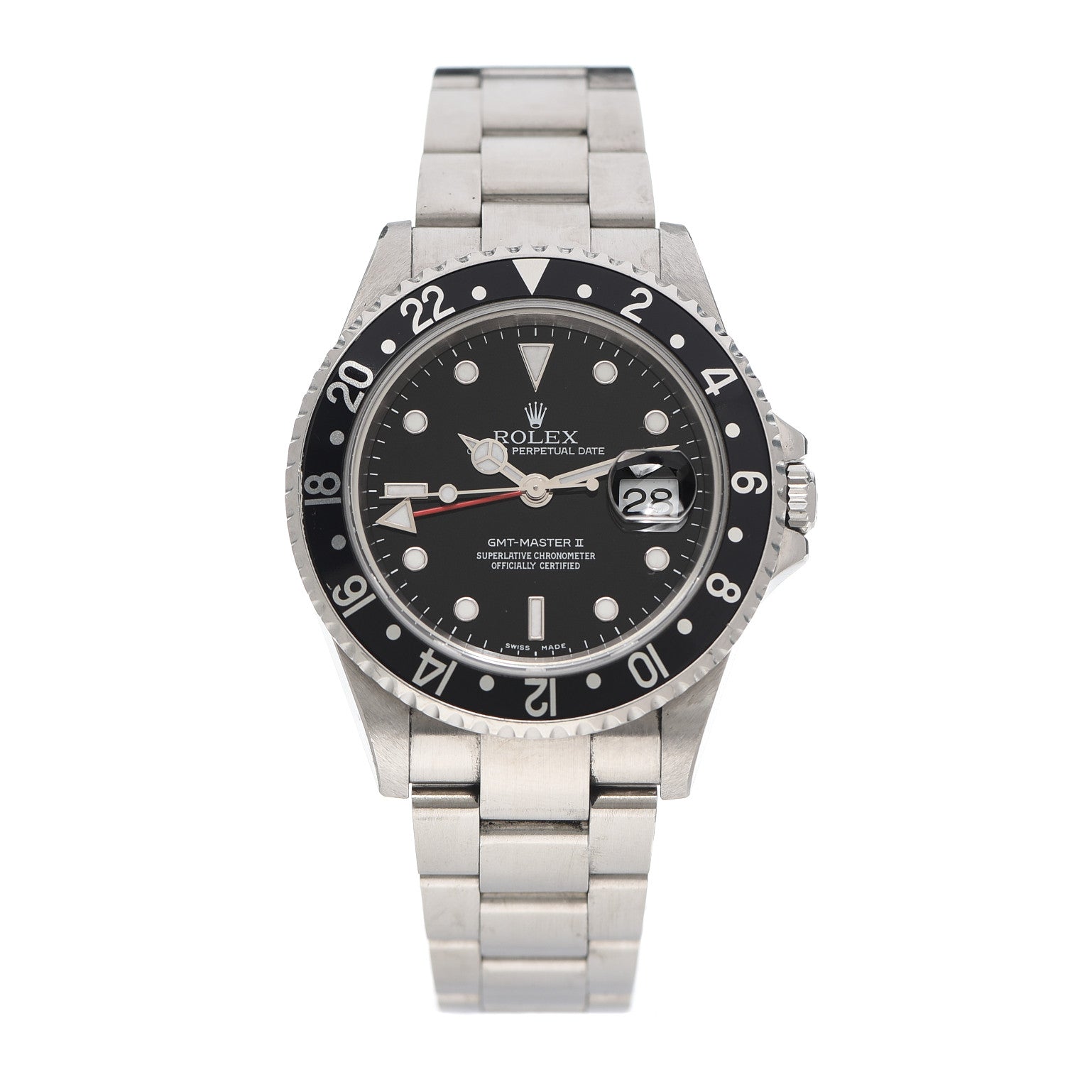Rolex Stainless Steel 40mm Oyster Perpetual Date GMT Master II Watch Black 16710 1 of 5